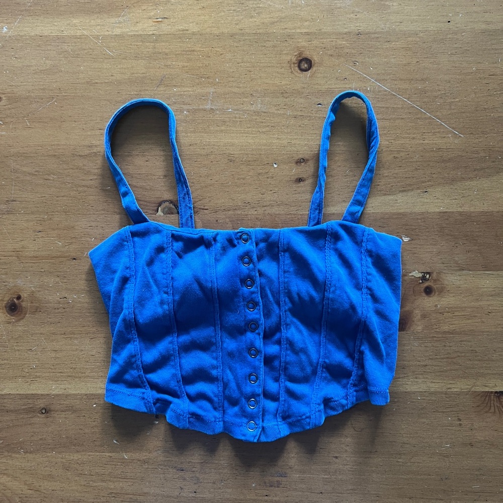 Urban Outfitters Blue Button-Up Tank Top